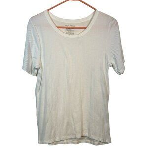 Lucky Brand Ribbed White Short Sleeve Shirt Size XL EUC  #5897